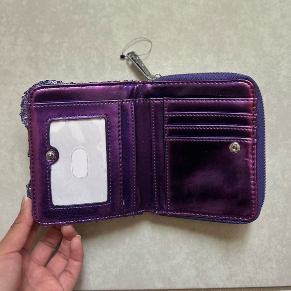 Disney Loungefly Minnie Purple Sequined Bifold Wallet, 1-Piece - Picture 7 of 12